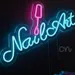 Custom Neon | Nail Art Neon Sign with Brush Design | LED Wall Light for Nail Salon, Manicure Studio, Beauty Spa, Boutique, Home Nail Bar & Events | 15x19 | Blue & Pink 2