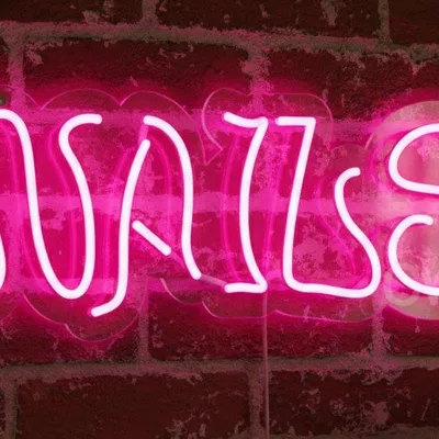 Custom Neon | NAILS Neon Sign | LED Wall Light for Beauty Salon, Manicure Studio, Nail Art Boutique, Spa, Home Nail Bar, Fashion Event or Personal Workspace | 9x21 | Hot Pink