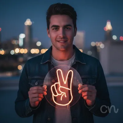 Custom Neon | Peace Sign Neon Sign | 17x12 | Orange Neon Sign for Home and Party Decor