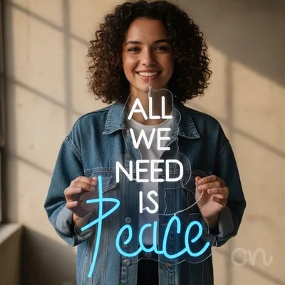 Custom Neon | All We Need is Peace Neon Sign | 21x15 | White Blue