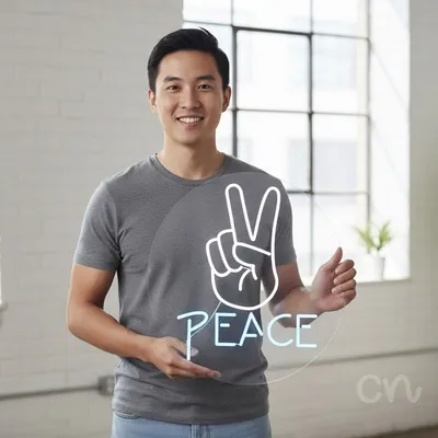 Custom Neon | Peace Neon Sign | 22x18 | Ice Blue Neon Sign for Home Decor, Wall Art