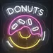 Neon Donut Sign, Plug-in LED Neon Flex Light, Donut Shop Cafe Wall Decor, Good Vibes Neon Sign for Bedroom, Bar, Kitchen, Party, Custom Donut Neon Light, Battery Free Electric Donut Board 1