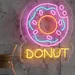 Donut Neon Sign Wall Light, LED Donut Neon Flex Wall Decor, Plug-in Bakery Shop Cafe Neon Signage, Sweet Table Donut Party Decoration, Multicolor Donut Neon Room Sign, Donut Wall Art for Home Decor 2