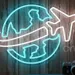 Custom Neon | Airplane Globe Neon Sign Board | 17x24 2