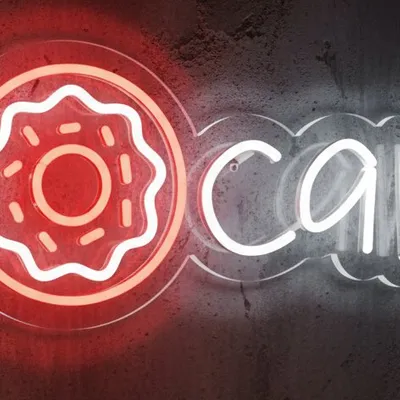 Custom Neon | I Donut Care Neon Sign | 9x24 LED Flex Wall Light | White, Red & Light Yellow