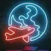 Custom Neon Sign | Airplane Globe LED Flex Neon Light | 22x23 Wall Decor | White, Blue & Red Glow | Aviation Travel Neon Sign for Bedroom, Living Room, Gaming Room, Bar, Cafe & Home Decoration 1