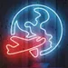 Custom Neon | Airplane Globe LED Flex Neon Light | 22x23 Wall Decor | White, Blue & Red 2
