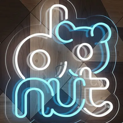 Custom Neon | Blue Donut Bear Neon Sign | 20x18 Inch LED Neon Flex Wall Light