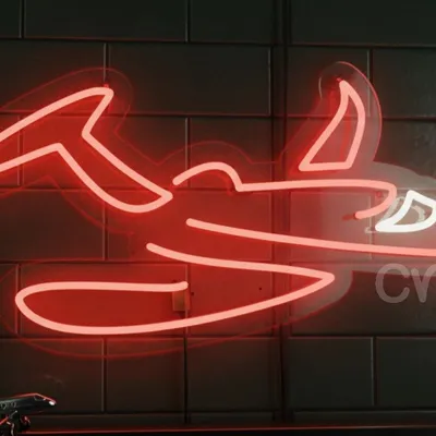 Custom Neon | Red Airplane Neon Sign | 12x24 inches