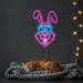 Custom Neon | Rabbit with Sunglasses Neon Sign | 21x20 | Hot Pink and Ice Blue 2