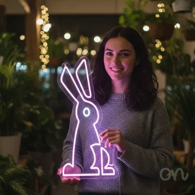 Custom Neon | Rabbit Neon Sign | 21x14 Inches | Hot Pink LED Neon Sign for Room Decor