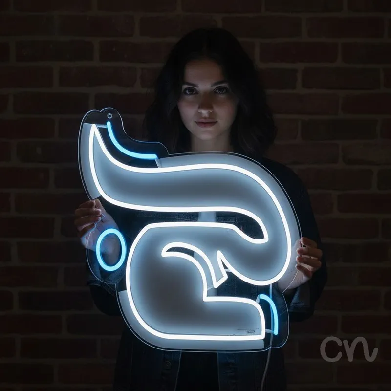 Custom Neon | Abstract Swirl Neon Sign | 18x23 | Ice Blue Color for Wall Decor