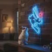 Custom Neon | Rabbit with Top Hat Neon Sign | 23x20 Inches | Blue and Red Colors 2