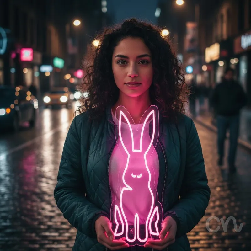 Custom Neon | Rabbit Neon Sign | 19x10 | Hot Pink Neon Sign for Decor & Party Nights
