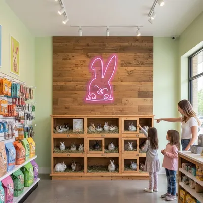 Custom Neon | Bunny Design Neon Sign | 20x19 | Hot Pink Color for Home Decor