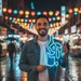 Custom Neon | Wine Bottle and Rabbit Neon Sign | 21x14 | Light Blue 1