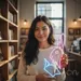 Custom Neon | Rabbit and Book Neon Sign | 19x11 | Hot Pink and Ice Blue Colors 1