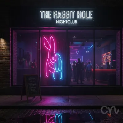 Custom Neon | Rabbit Neon Sign | 23x15 | Pink and Blue Neon Sign for Room Decor