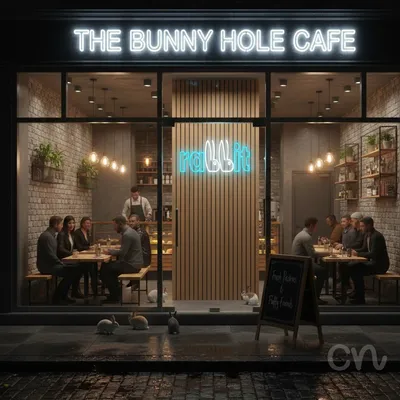 Custom Neon | Rabbit Neon Sign | 9x24 | Blue and White Neon Sign for Bedroom and Decor