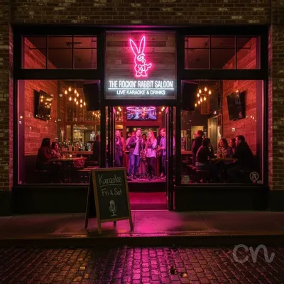 Custom Neon | Bunny with Guitar Neon Sign | 21x16 | Hot Pink