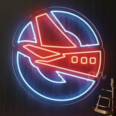 Airplane Neon Sign – Red & Blue LED Flex Wall Light, Plug-In Neon Plane Art, Aviation Themed Neon Decor for Bedroom, Gaming Room, Bar, Kids’ Room, Pilot Gift, and Travel Enthusiast Wall Light