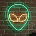 Alien Face Neon Sign – Green & Yellow LED Flex Wall Light, Plug-In Sci-Fi Alien Neon Wall Art, Gaming Room, Bedroom, Dorm, Bar & Party Decor, Unique Extraterrestrial Neon Light Decoration 1
