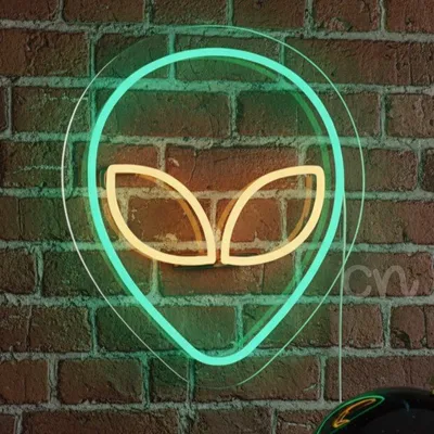 Custom Neon | Alien Face Neon Sign | Green & Yellow | 14x12