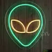 Alien Face Neon Sign – Green & Yellow LED Flex Wall Light, Plug-In Sci-Fi Alien Neon Wall Art, Gaming Room, Bedroom, Dorm, Bar & Party Decor, Unique Extraterrestrial Neon Light Decoration 2