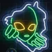 Alien Face Neon Sign – Green & Yellow LED Flex Wall Light, Plug-In Thoughtful Alien Neon Wall Art, Unique Sci-Fi Room Decor, Gaming Room, Bedroom, Dorm, Man Cave, Bar & Party Neon Light 1