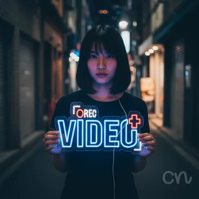 Custom Neon | Rec Video Neon Sign | 11x24 | Red and Blue Neon Sign for Decor