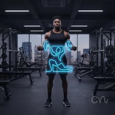 Custom Neon | Weightlifter Neon Sign | 17x20 | Ice Blue Neon Sign for Gym Decor