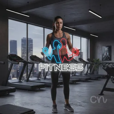 Custom Neon | Fitness Neon Sign | 16x26 | Blue Red White Neon Sign for Gym Home Decor