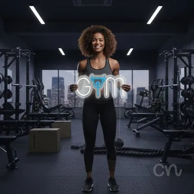 Custom Neon | Gym Neon Sign | 8x20 | Ice Blue Neon Sign for Home Gym or Fitness Space