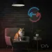 Custom Neon | Headphones with Heartbeat Neon Sign | 16x16 | Ice Blue and Red 2