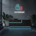 Custom Neon | Arm with Dumbbell Neon Sign | 18x24 Inches | Ice Blue Red Colors 2
