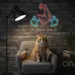 Custom Neon | Flexed Arm with Dumbbells Neon Sign | 16x16 | Red Blue Colors 2