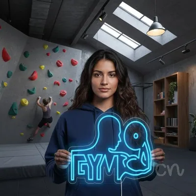 Custom Neon | Gym Neon Sign | 16x24 | Ice Blue Color for Gym Decor and Fitness Studios