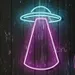 UFO Neon Sign – Blue and Pink LED Flex Wall Light, Plug-In UFO with Wide Beam, Sci-Fi Neon Wall Art for Bedroom, Gaming Room, Dorm, Bar, Party, Man Cave, Aesthetic Space Theme Neon Decor 1