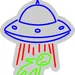 UFO Alien Abduction Neon Sign – LED Flex Wall Light, Plug-In UFO Neon Decor for Bedroom, Gaming Room, Bar, Party, Man Cave, Sci-Fi Wall Art with Green Alien and Red Beam Neon Flex Design 3