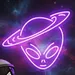 Purple Alien Planet Neon Sign – LED Flex Wall Light, Plug-In Neon Decor for Bedroom, Gaming Room, Bar, Man Cave, Party Lighting, Cute Alien Head with Ring Neon Wall Art, Aesthetic Home Decor 2