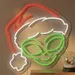 Alien Santa Neon Sign 24x30, Christmas Alien Neon Light Wall Art, Plug-in LED Neon Flex Holiday Decor, Vintage Style Alien Santa Claus Neon Decoration for Home, Bar, Party, Bedroom 1