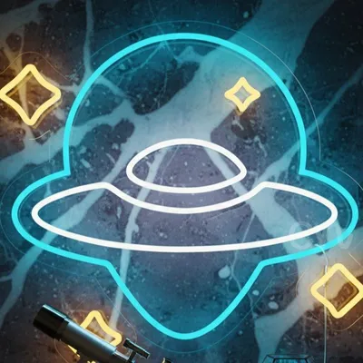 Custom Neon | UFO Alien Party LED Neon Sign | 19x21 | Blue, White & Yellow