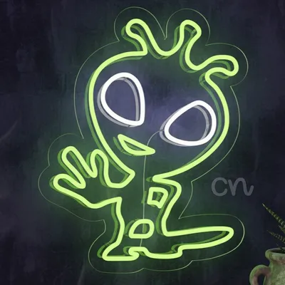 Custom Neon | Alien Dance LED Neon Sign | Energy-Efficient Wall Light for Bedrooms, Bars, Gaming Rooms & Home Decor | 19x15 | Green & White
