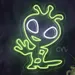 Custom Neon | Alien Dance LED Neon Sign | Energy-Efficient Wall Light for Bedrooms, Bars, Gaming Rooms & Home Decor | 19x15 | Green & White 1