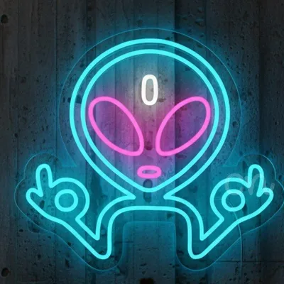 Custom Neon | Alien Club LED Neon Sign | 18x20 | Blue, Pink & White
