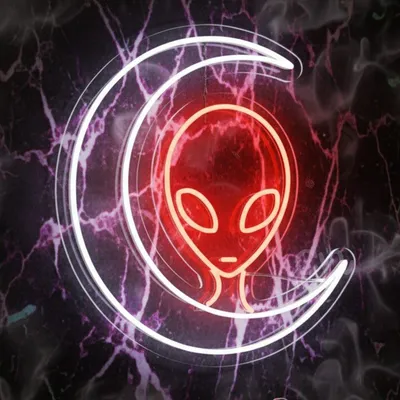 Neon Flex Alien Moon Sign – Plug-in LED Alien Moon Neon Light Wall Art, Electric Extraterrestrial Room Decor for Bedroom, Gaming, Bar, Man Cave & Party, Vintage Style Neon Display