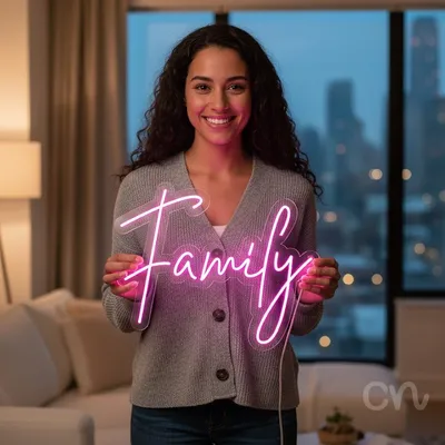 Custom Neon | Family Neon Sign | 20x24 | Hot Pink