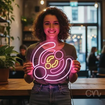 Custom Neon | Abstract Swirl Neon Sign | 21x21 | Hot Pink and Yellow