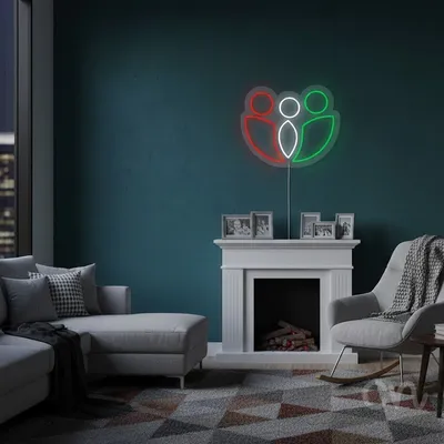 Custom Neon | Abstract People Neon Sign | 17x20 | Red Green White Bright Neon Art