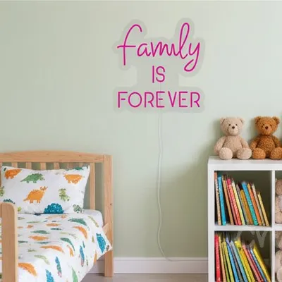 Custom Neon | Family is Forever Neon Sign | 21x20 | Pink